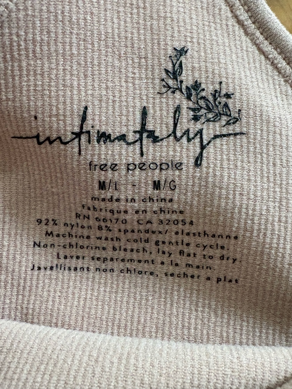 Free People Ribbed Racerback Cropped Tank Top Beige M/L - Picture 4 of 4